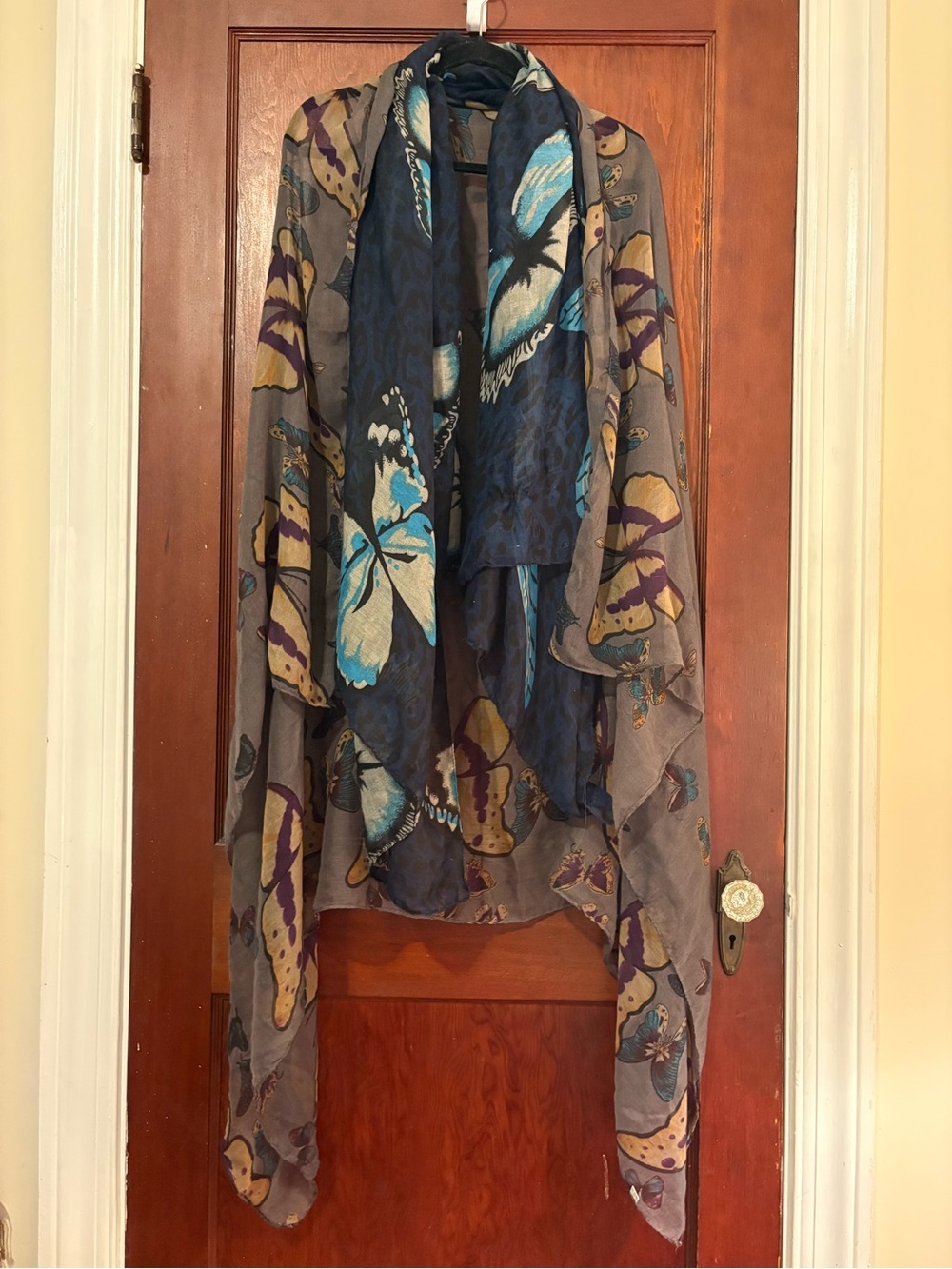 Set of Two - Sheer Butterfly Print Scarves/Shawls/Wraps